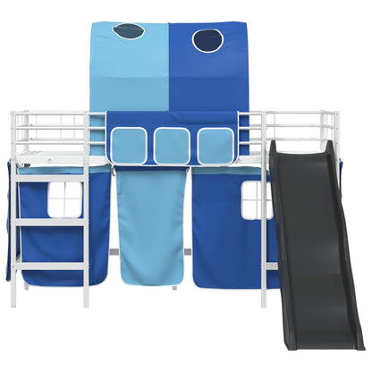 vidaXL Kids'Loft Bed Frame White and Blue 90 x 190 cm Metal