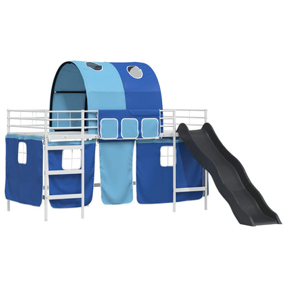 vidaXL Kids'Loft Bed Frame White and Blue 90 x 200 cm Metal