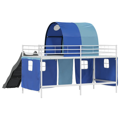 vidaXL Kids'Loft Bed Frame White and Blue 90 x 200 cm Metal