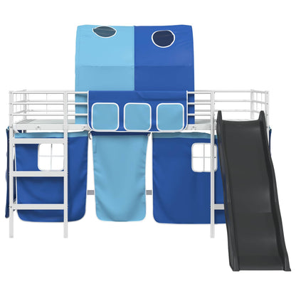 vidaXL Kids'Loft Bed Frame White and Blue 90 x 200 cm Metal