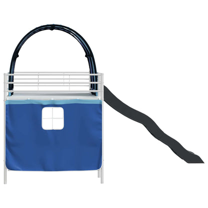 vidaXL Kids'Loft Bed Frame White and Blue 90 x 200 cm Metal