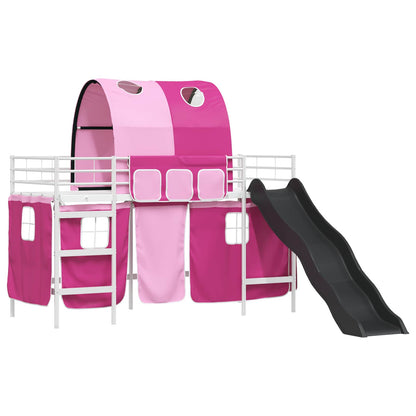 vidaXL Kids'Loft Bed Frame White and Pink 75 x 190 cm Metal