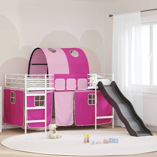 vidaXL Kids'Loft Bed Frame White and Pink 80 x 200 cm Metal