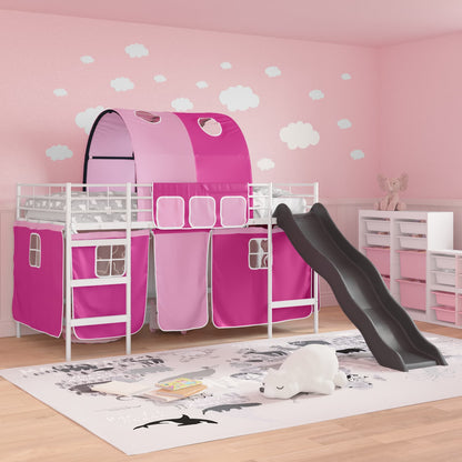 vidaXL Kids'Loft Bed Frame White and Pink 80 x 200 cm Metal