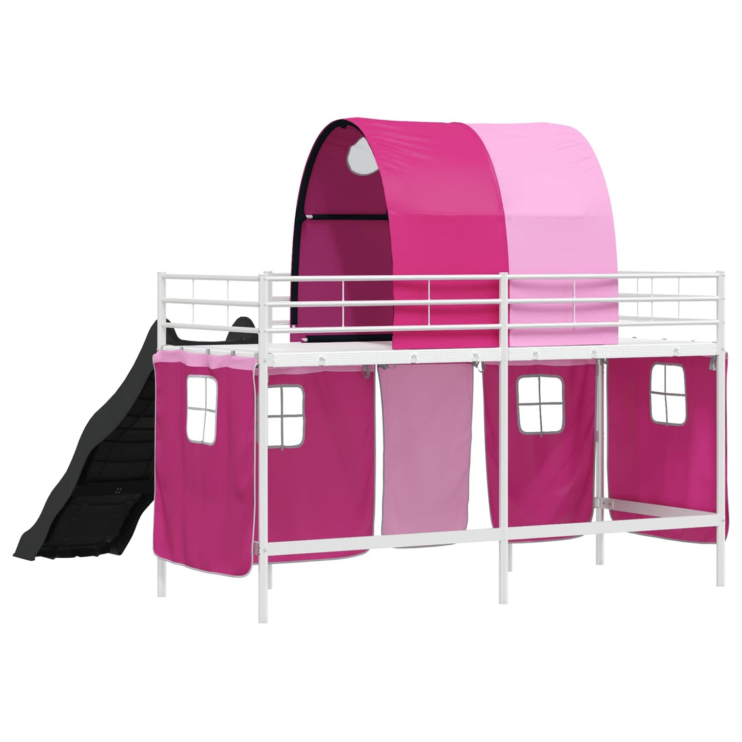 vidaXL Kids'Loft Bed Frame White and Pink 90 x 190 cm Metal