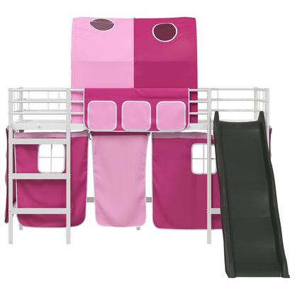 vidaXL Kids'Loft Bed Frame White and Pink 90 x 190 cm Metal