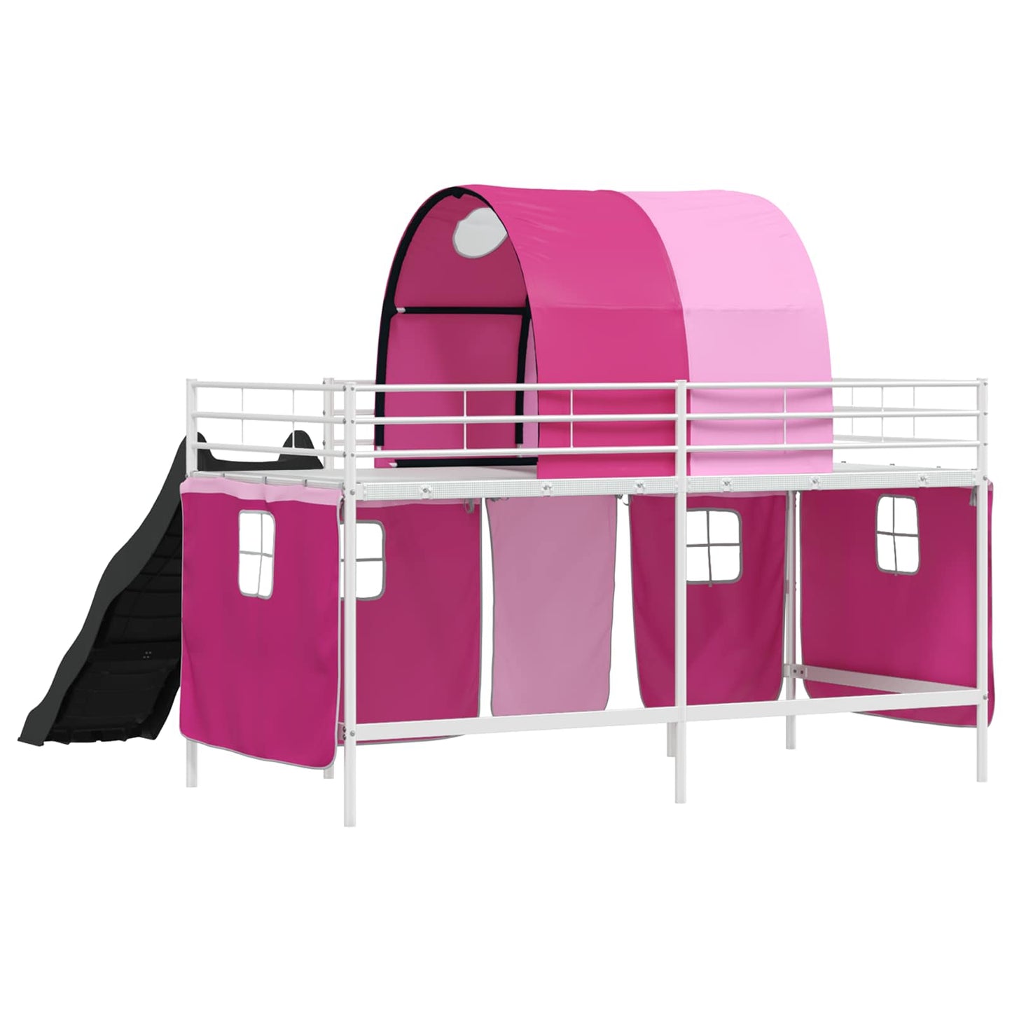 vidaXL Kids'Loft Bed Frame White and Pink 90 x 200 cm Metal