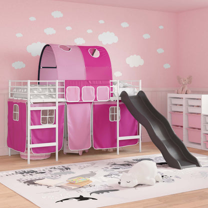 vidaXL Kids'Loft Bed Frame White and Pink 100 x 190 cm Metal
