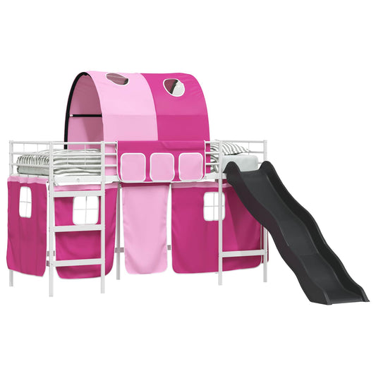 vidaXL Kids'Loft Bed Frame White and Pink 100 x 190 cm Metal