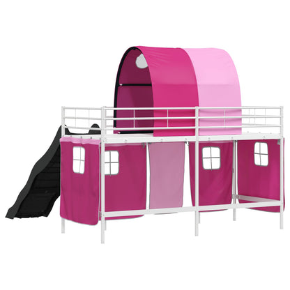 vidaXL Kids'Loft Bed Frame White and Pink 100 x 190 cm Metal