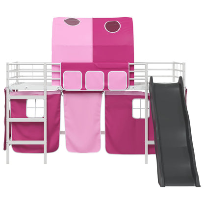 vidaXL Kids'Loft Bed Frame Plain White and Pink 107 x 203 cm Metal