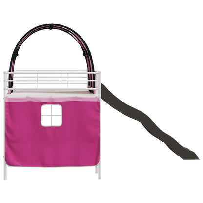 vidaXL Kids'Loft Bed Frame Plain White and Pink 107 x 203 cm Metal