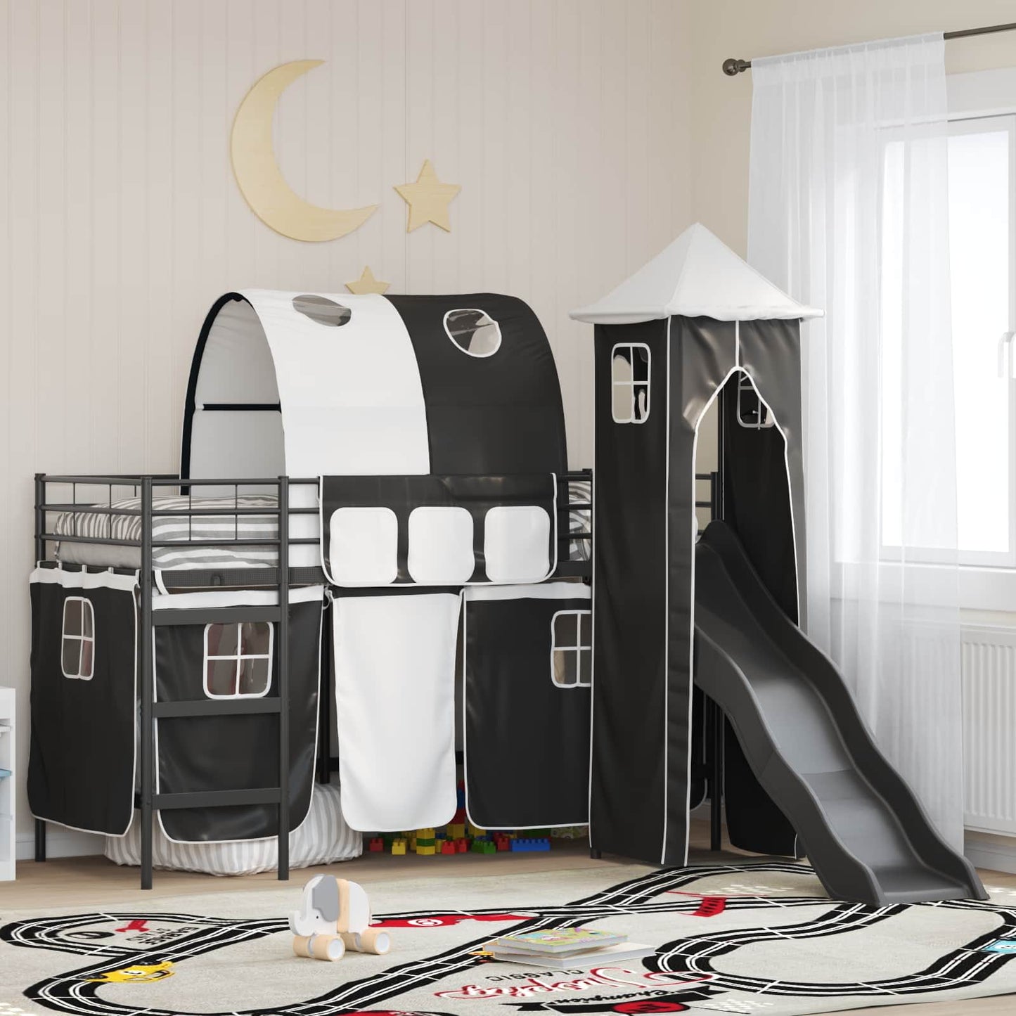 vidaXL Kids'Loft Bed Frame Plain Black 75 x 190 cm Metal