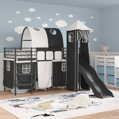 vidaXL Kids'Loft Bed Frame Plain Black 75 x 190 cm Metal