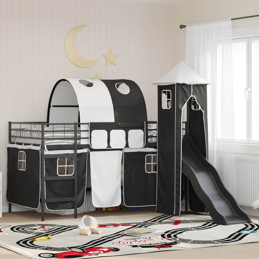 vidaXL Kids'Loft Bed Frame Plain Black 80 x 200 cm Metal
