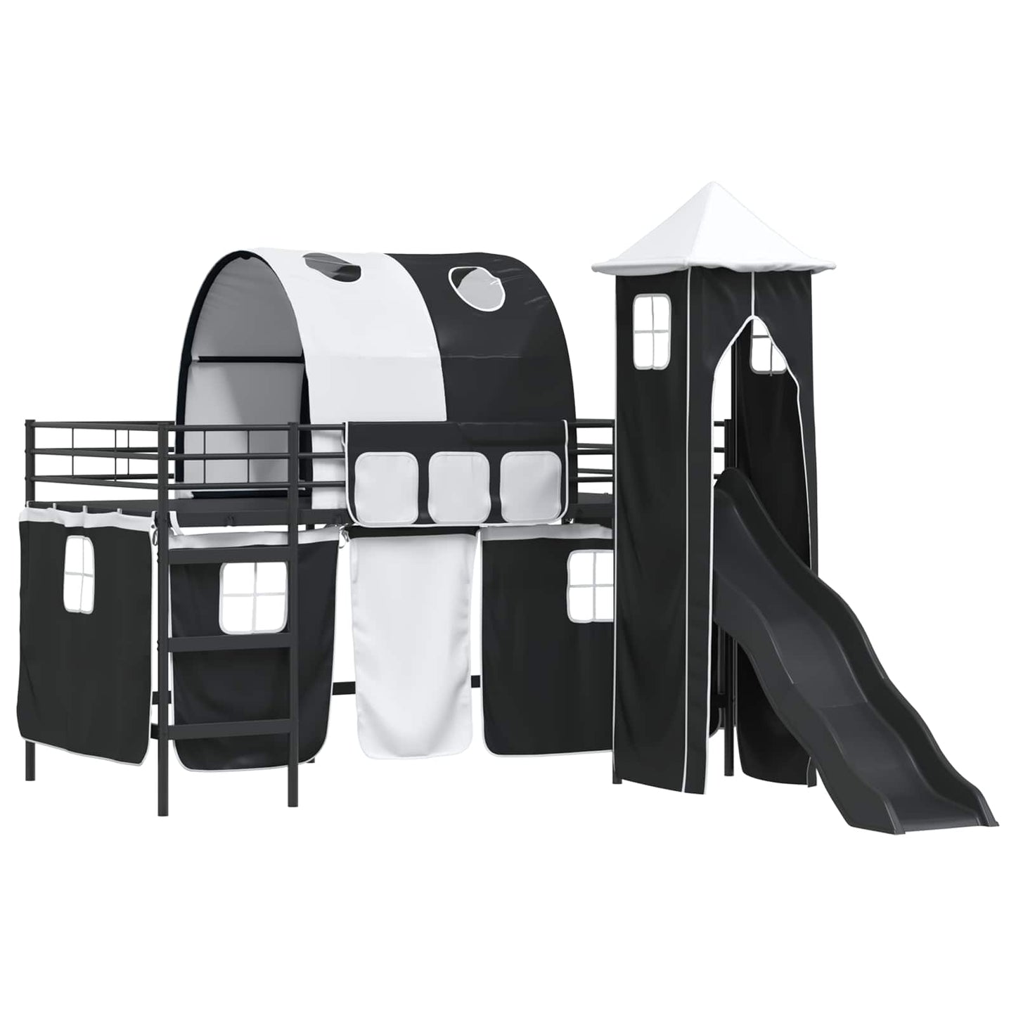 vidaXL Kids'Loft Bed Frame Plain Black 90 x 200 cm Metal