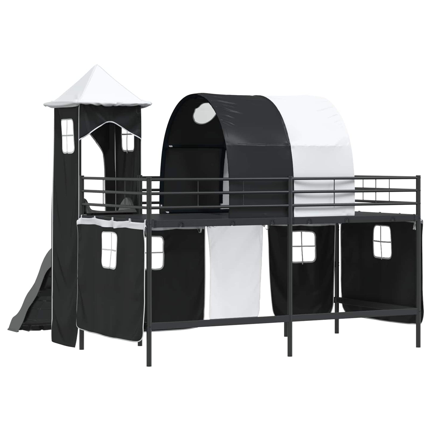 vidaXL Kids'Loft Bed Frame Plain Black 90 x 200 cm Metal