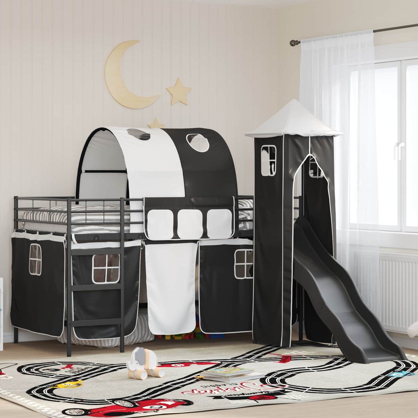 vidaXL Kids'Loft Bed Frame Plain Black 100 x 200 cm Metal