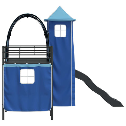 vidaXL Kids'Loft Bed Frame Plain Black and Blue 75 x 190 cm Metal
