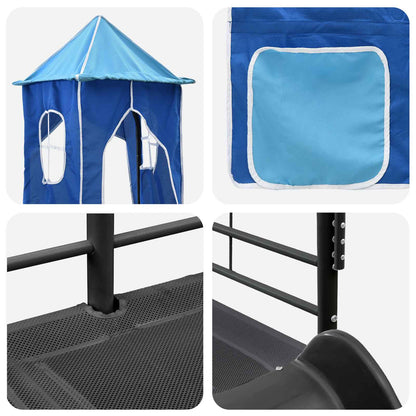 vidaXL Kids'Loft Bed Frame Plain Black and Blue 80 x 200 cm Metal