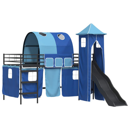 vidaXL Kids'Loft Bed Frame Plain Black and Blue 80 x 200 cm Metal