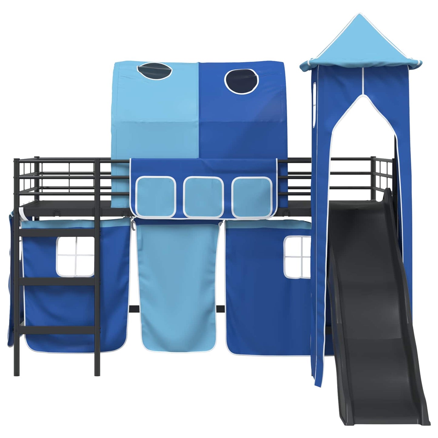 vidaXL Kids'Loft Bed Frame Plain Black and Blue 80 x 200 cm Metal