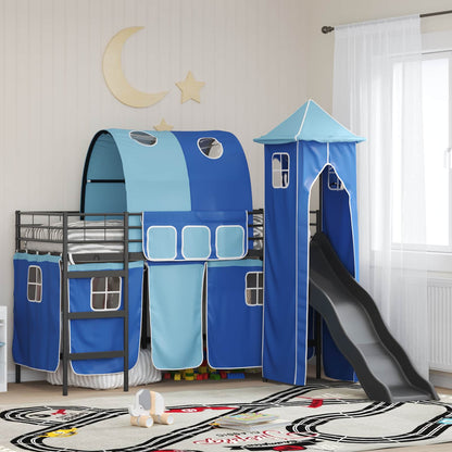 vidaXL Kids'Loft Bed Frame Plain Black and Blue 100 x 190 cm Metal