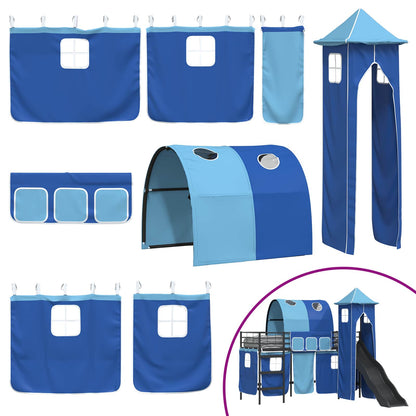 vidaXL Kids'Loft Bed Frame Plain Black and Blue 100 x 190 cm Metal