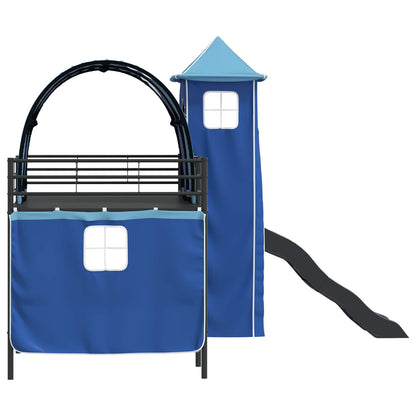 vidaXL Kids'Loft Bed Frame Plain Black and Blue 100 x 200 cm Metal