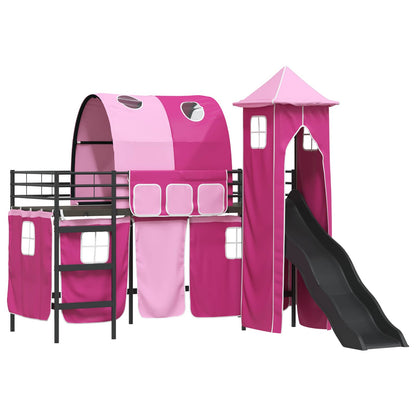 vidaXL Kids'Loft Bed Frame Black and Pink 75 x 190 cm Metal