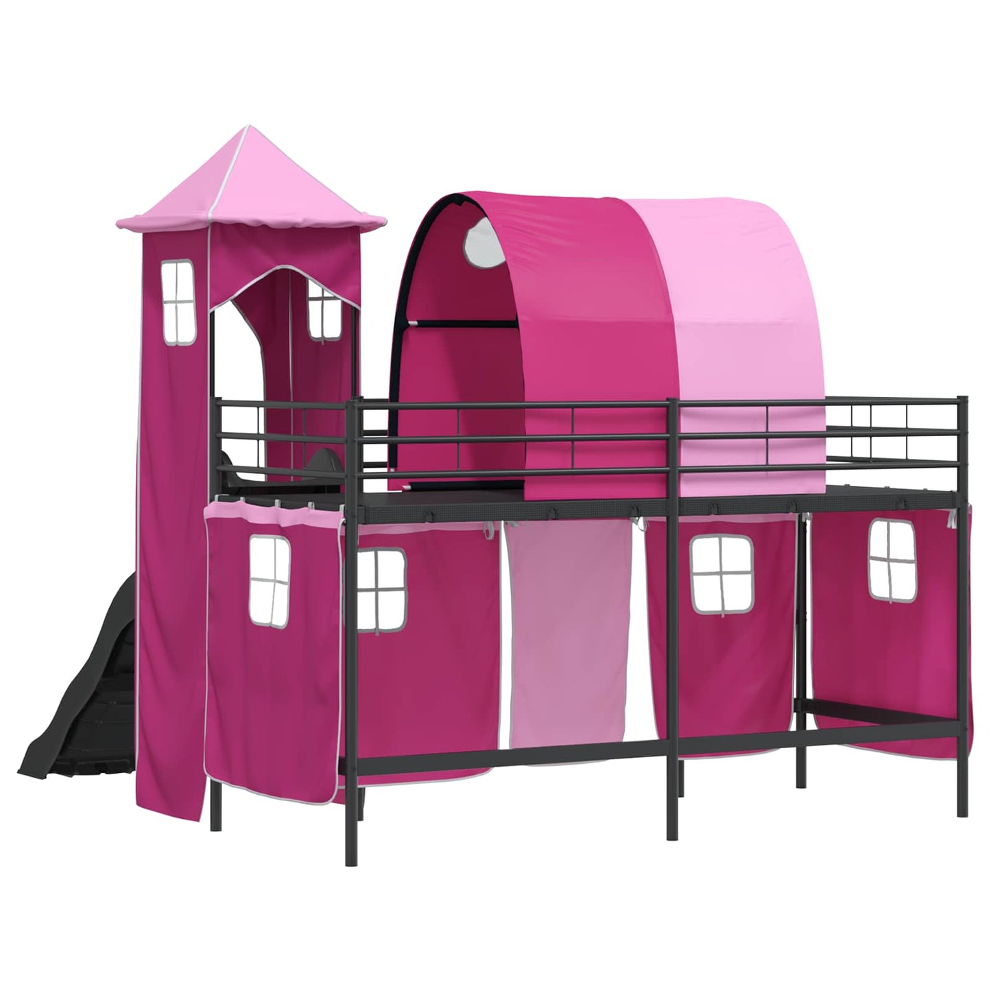 vidaXL Kids'Loft Bed Frame Black and Pink 75 x 190 cm Metal