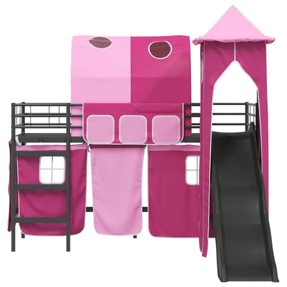 vidaXL Kids'Loft Bed Frame Black and Pink 75 x 190 cm Metal