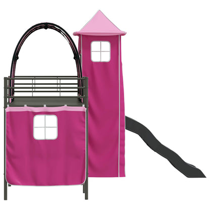 vidaXL Kids'Loft Bed Frame Black and Pink 75 x 190 cm Metal