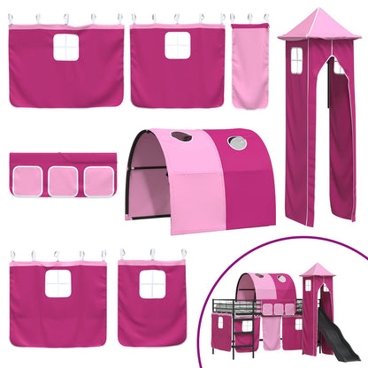 vidaXL Kids'Loft Bed Frame Plain Black and Pink 80 x 200 cm Metal