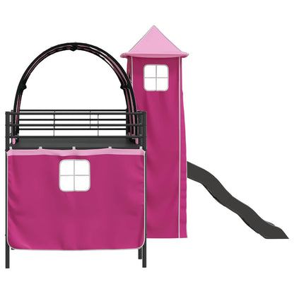 vidaXL Kids'Loft Bed Frame Plain Black and Pink 80 x 200 cm Metal