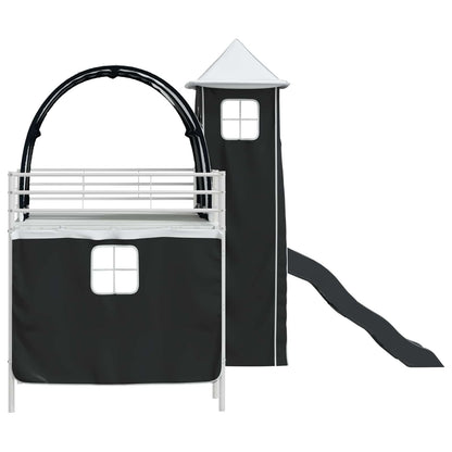 vidaXL Kids'Loft Bed Frame Plain White and Black 100 x 200 cm Metal