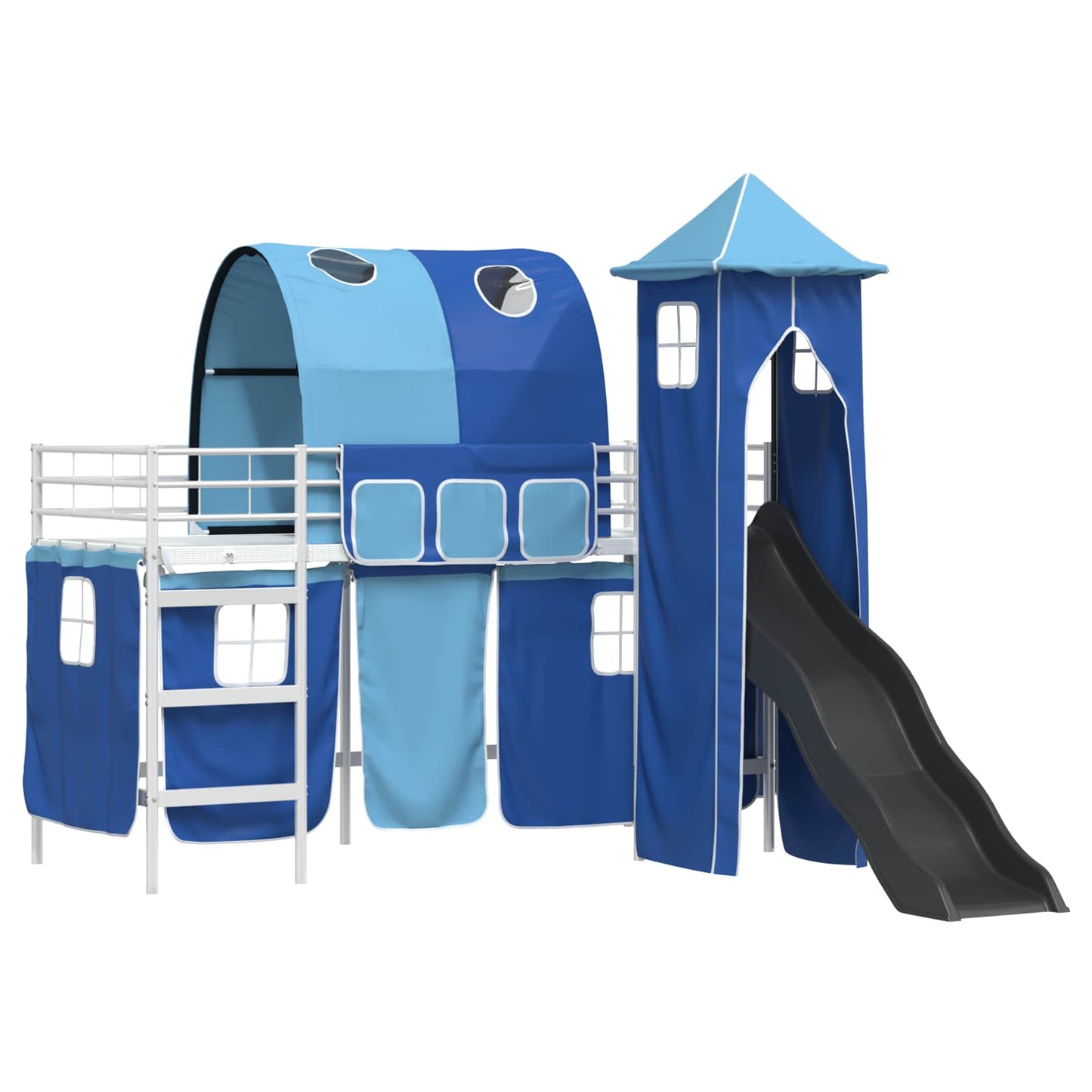 vidaXL Kids'Loft Bed Frame Plain White and Blue 75 x 190 cm Metal