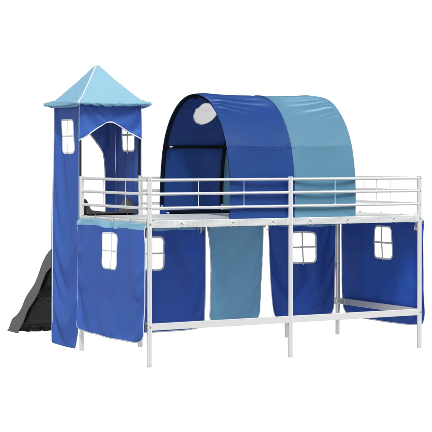 vidaXL Kids'Loft Bed Frame Plain White and Blue 90 x 200 cm Metal