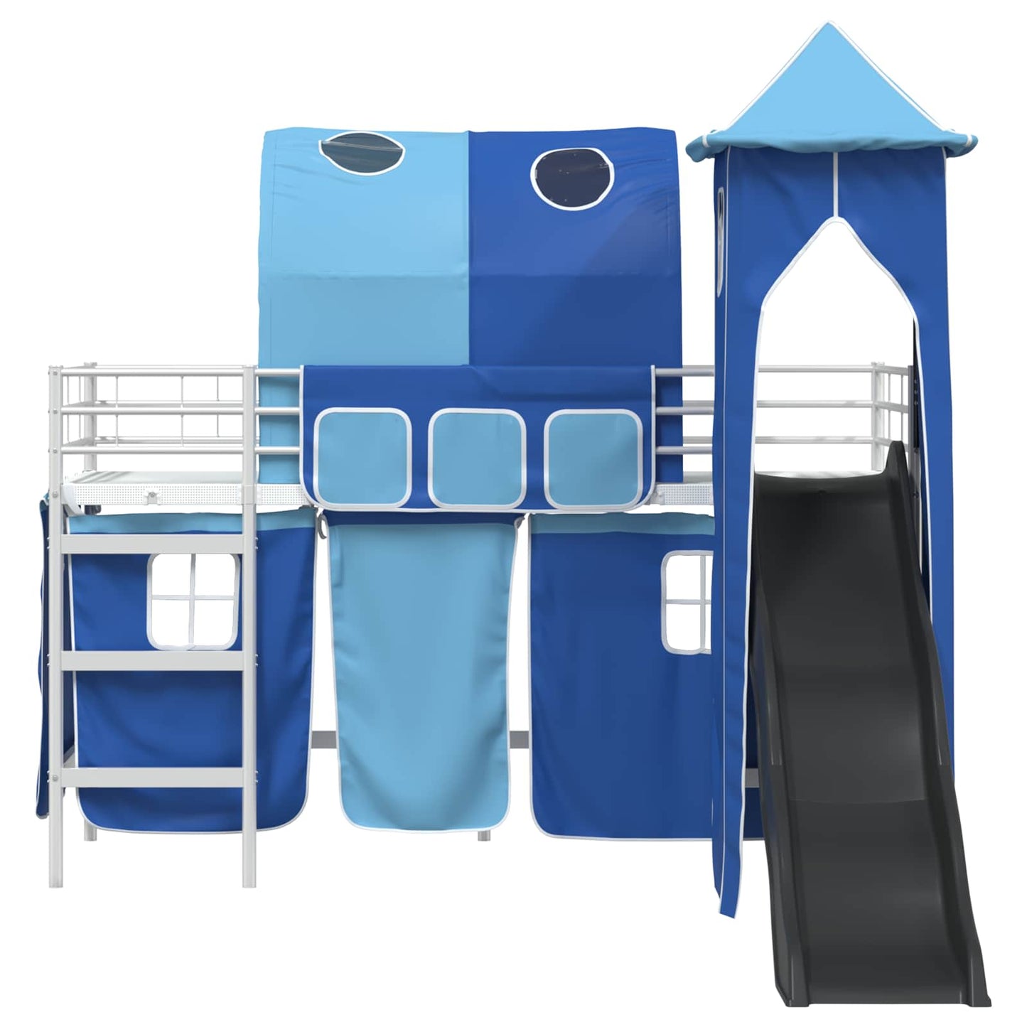 vidaXL Kids'Loft Bed Frame Plain White and Blue 100 x 190 cm Metal