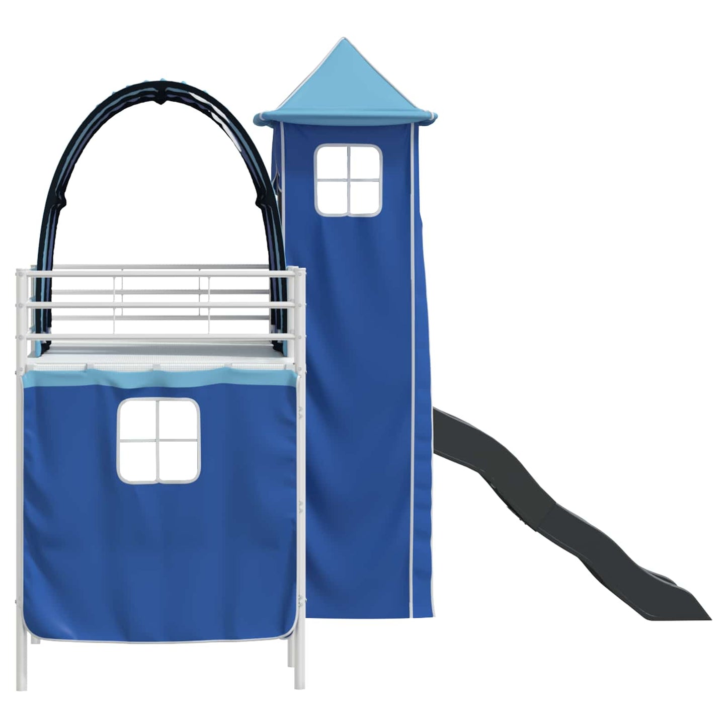 vidaXL Kids'Loft Bed Frame Plain White and Blue 100 x 190 cm Metal