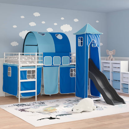 vidaXL Kids'Loft Bed Frame White and Blue 100 x 200 cm Metal