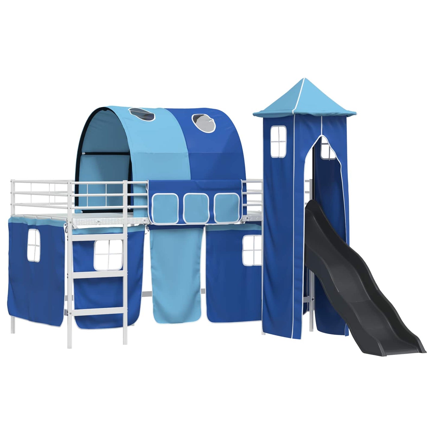 vidaXL Kids'Loft Bed Frame White and Blue 100 x 200 cm Metal