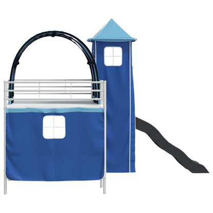 vidaXL Kids'Loft Bed Frame White and Blue 100 x 200 cm Metal