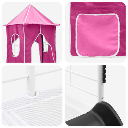 vidaXL Kids'Loft Bed Frame White and Pink 80 x 200 cm Metal