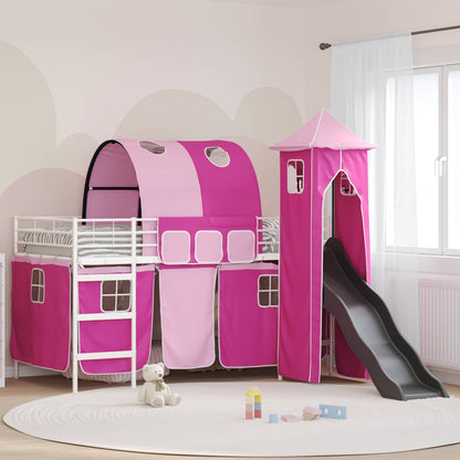 vidaXL Kids'Loft Bed Frame White and Pink 80 x 200 cm Metal