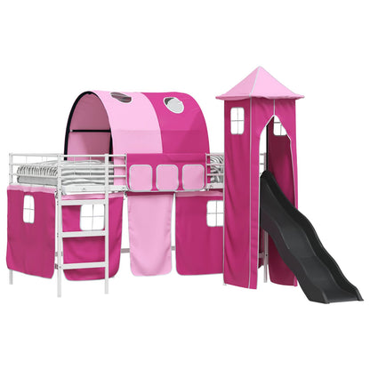 vidaXL Kids'Loft Bed Frame White and Pink 80 x 200 cm Metal