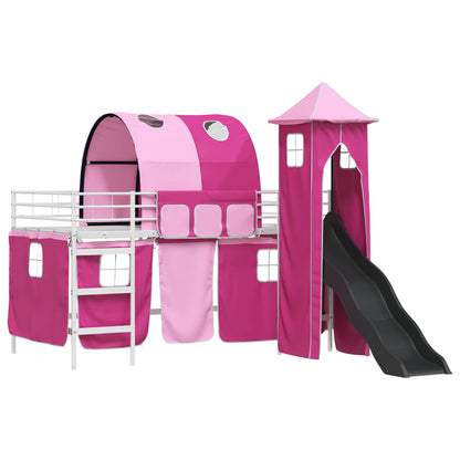 vidaXL Kids'Loft Bed Frame White and Pink 80 x 200 cm Metal