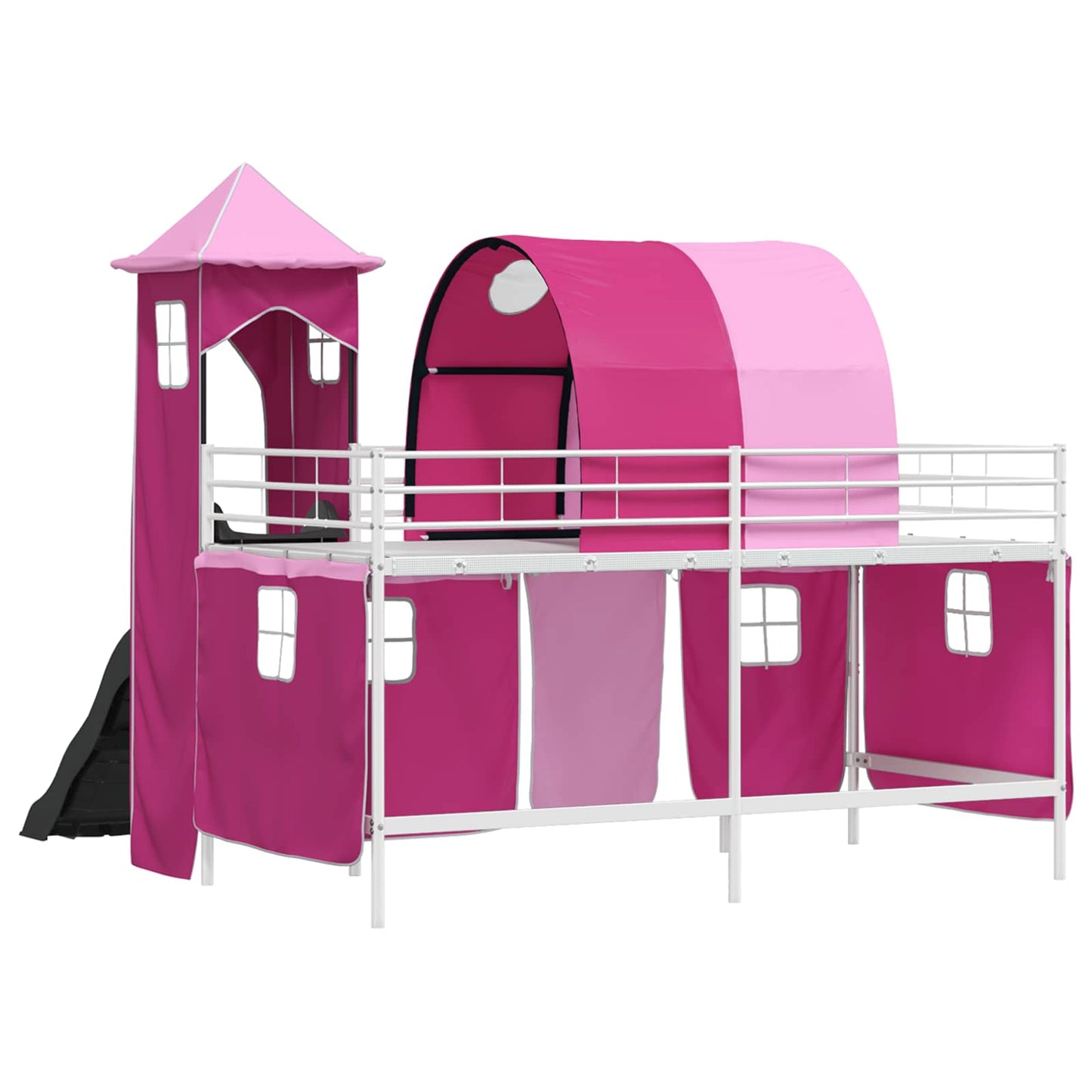 vidaXL Kids'Loft Bed Frame White and Pink 80 x 200 cm Metal