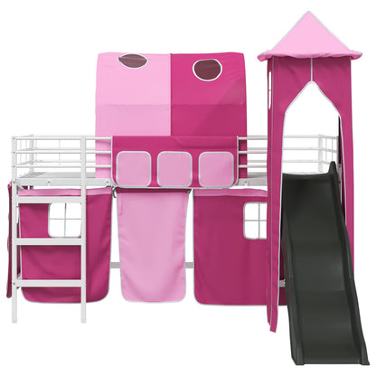 vidaXL Kids'Loft Bed Frame White and Pink 80 x 200 cm Metal