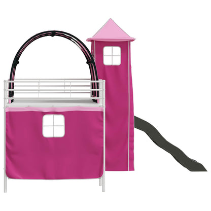 vidaXL Kids'Loft Bed Frame White and Pink 80 x 200 cm Metal